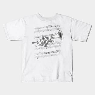 Trumpet Player Trumpeter Brass Musician Kids T-Shirt